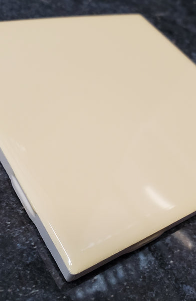 Cornsilk Yellow Ceramic Tile 4"x 4" (For use on walls, backsplash, countertops. and more.)