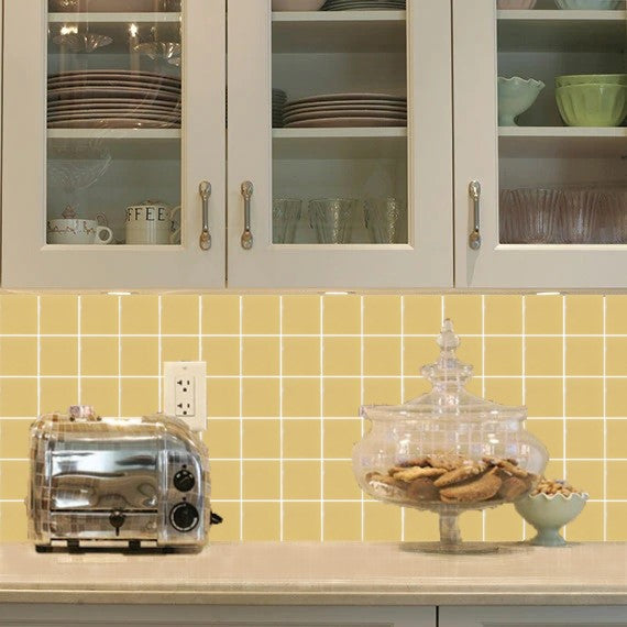 Cornsilk Yellow Ceramic Tile 4"x 4" (For use on walls, backsplash, countertops. and more.)