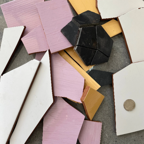 Broken Tile - Porcelain Tile (White-Lilac-Yellow).