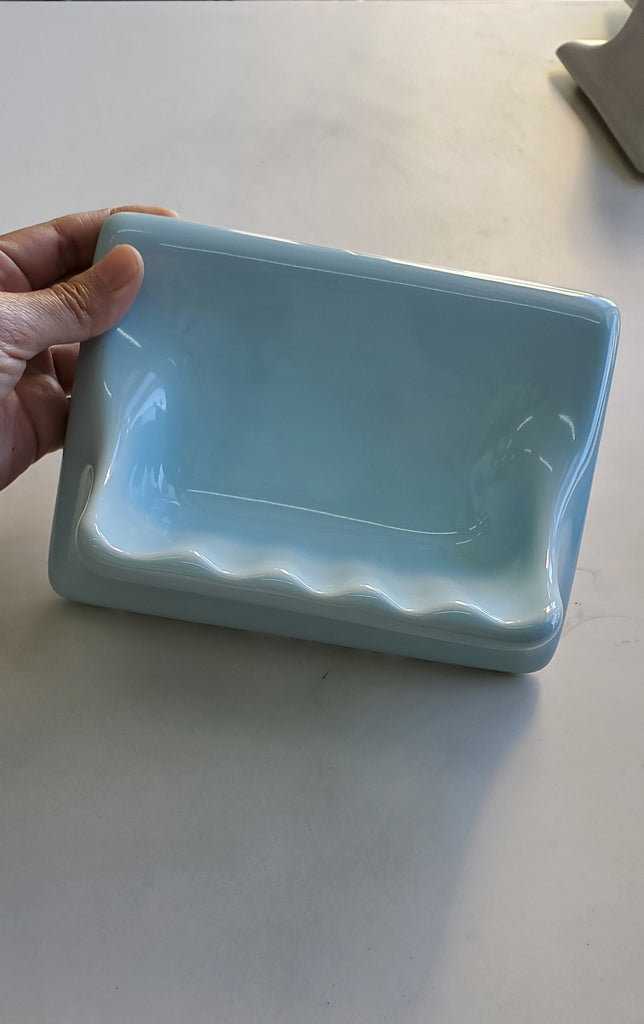 Glazed Ceramic Soap Dish Bath Accessory (Flat Back - Adhesive