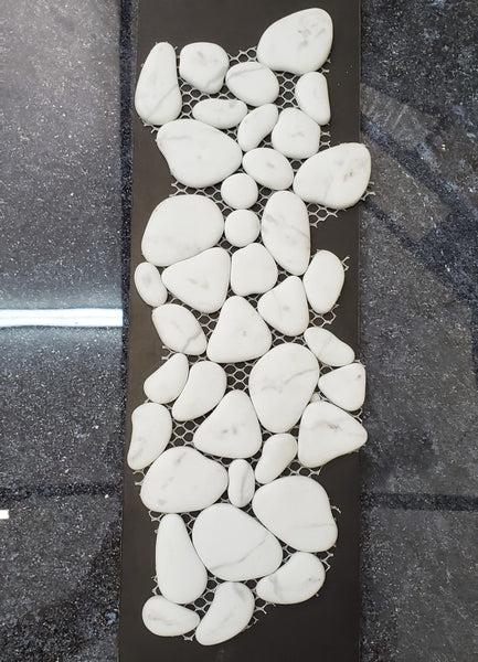 White Pebbles Mesh-Mounted Mosaic Tile -Natural Stone Tile