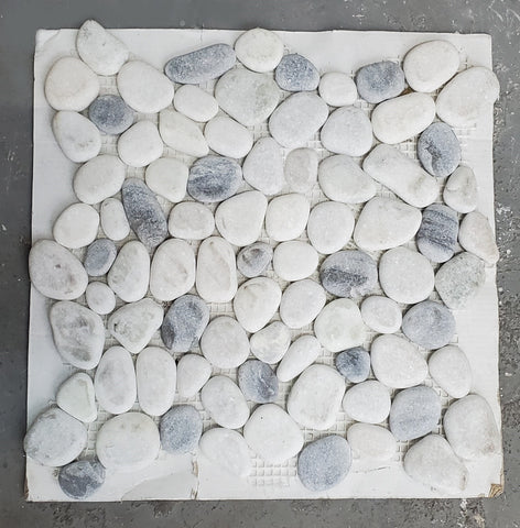 Black & White Pebbles Mesh-Mounted Mosaic Tile -Natural Stone Tile
