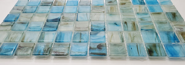 Sky Blue Clear Glass Mosaic Tile 1x1x12
