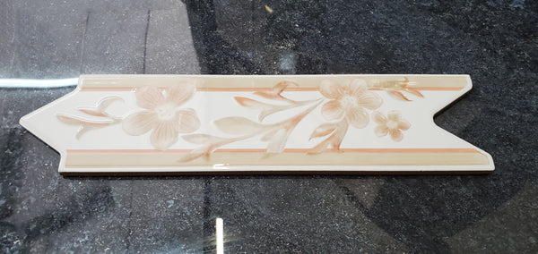 Apricot Flower Ceramic Wall Trim Tile 3 1/4" x  12"