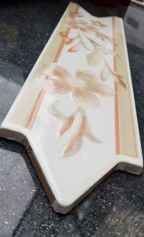 Apricot Flower Ceramic Wall Trim Tile 3 1/4" x  12"