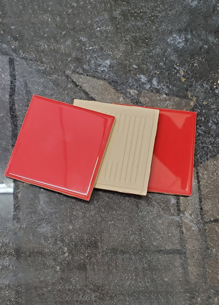 Red Ceramic Tile 4"x 4" (For use on walls, backsplash, countertops. and more.)