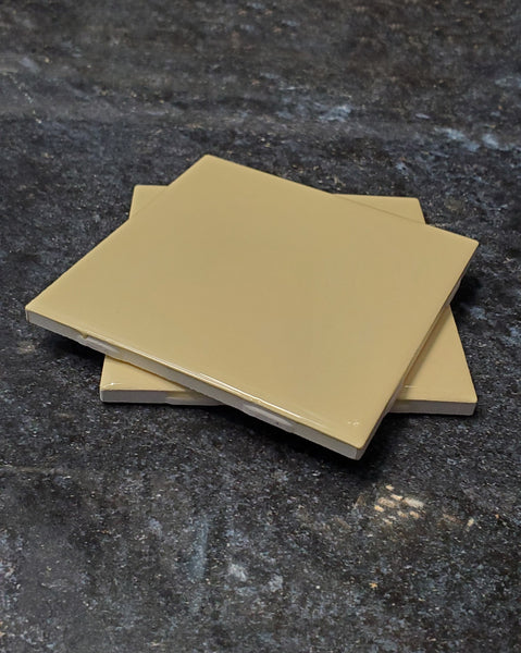 Cornsilk Yellow Ceramic Tile 4"x 4" (For use on walls, backsplash, countertops. and more.)