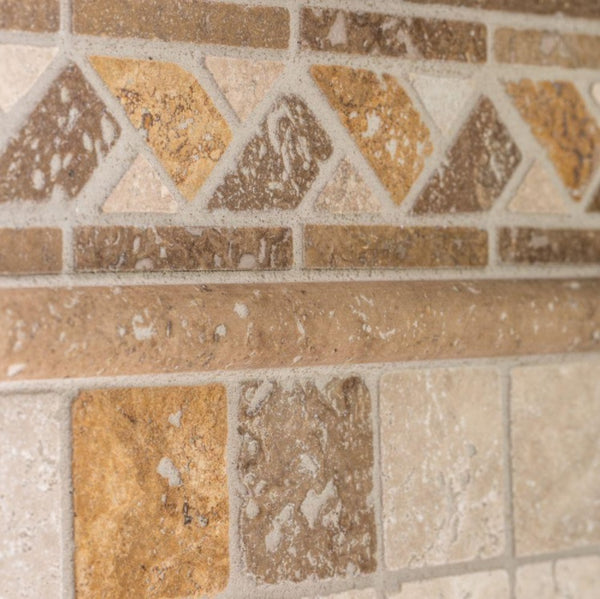 Cream Honed Travertine Mosaic Tile 2x2x12