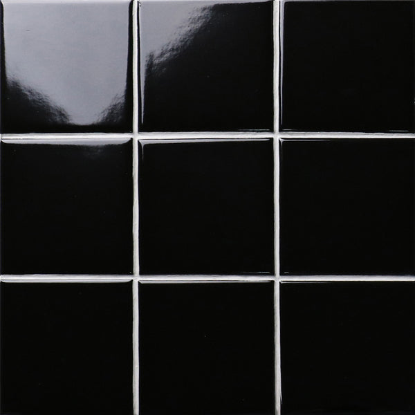 Black Ceramic Tile 4"x 4" (For use on walls, backsplash, countertops. and more.)