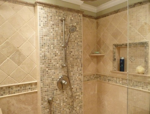 Cream Honed Travertine Mosaic Tile 2x2x12