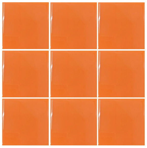 Orange Ceramic Tile 4"x 4" (For use on walls, backsplash, countertops. and more.)