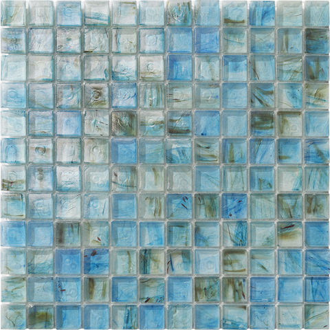 Sky Blue Clear Glass Mosaic Tile 1x1x12