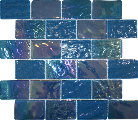 Ocean Blue Iridescent Glass Mosaic Tile 2x3x12