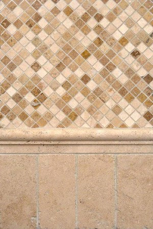 Cream Honed Travertine Mosaic Tile 2x2x12
