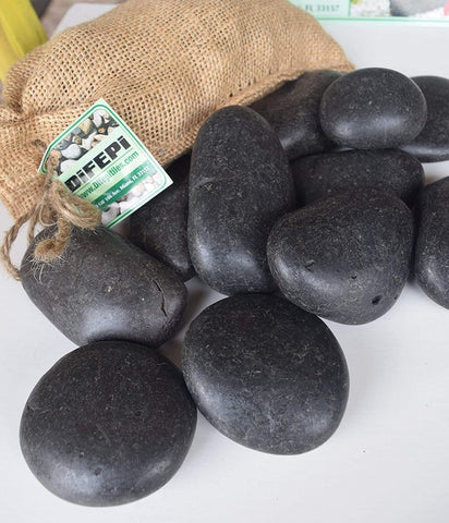 Black Pebbles 3"x4"x5". River rock, Landscape, Décor, Gardens, Aquariums.