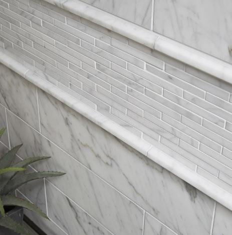 Carrara White Pencil Molding Wall Tile (3/4 in. x 12 in.)
